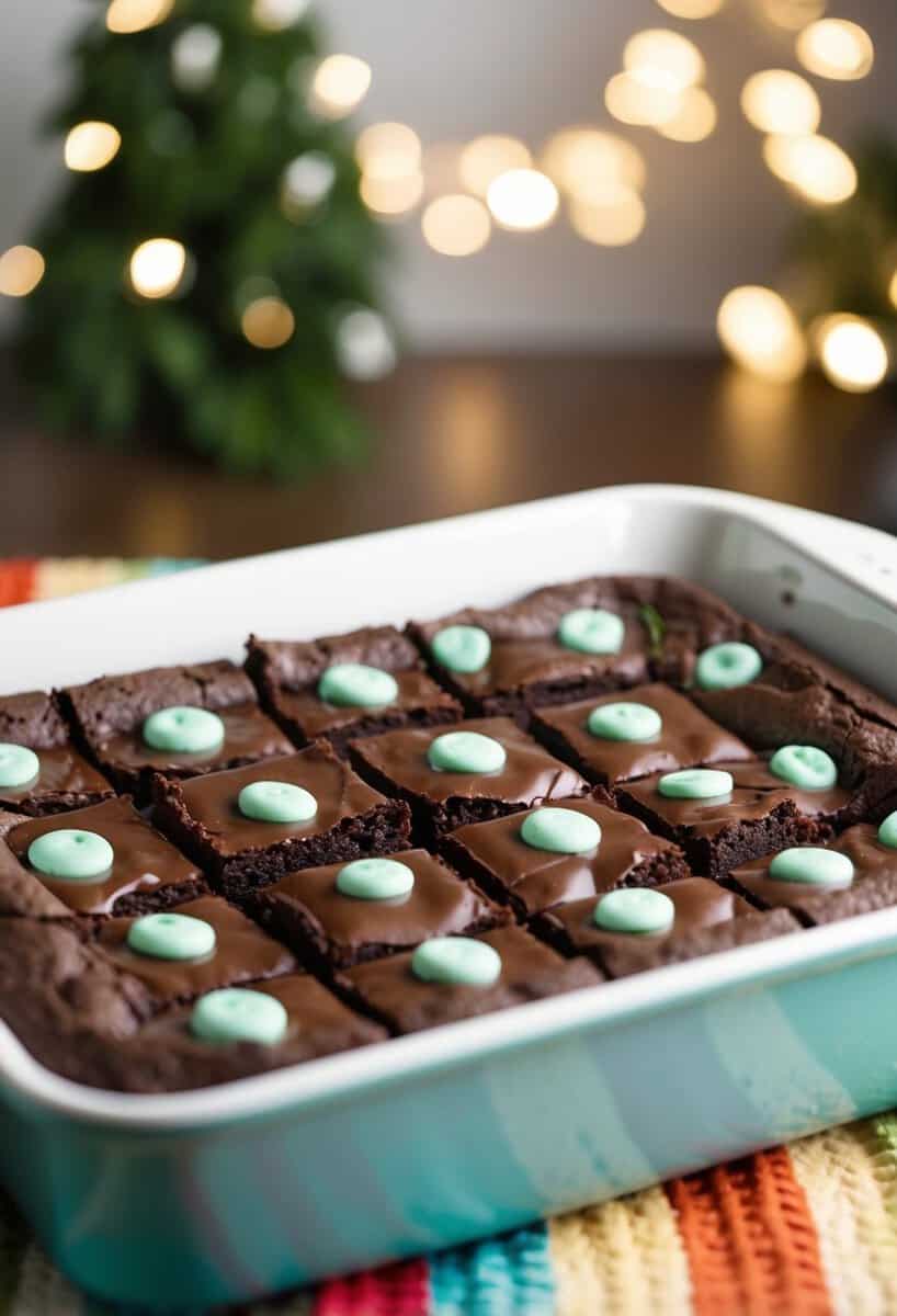 A batch of mint chocolate chip brownies baking in an easy bake oven